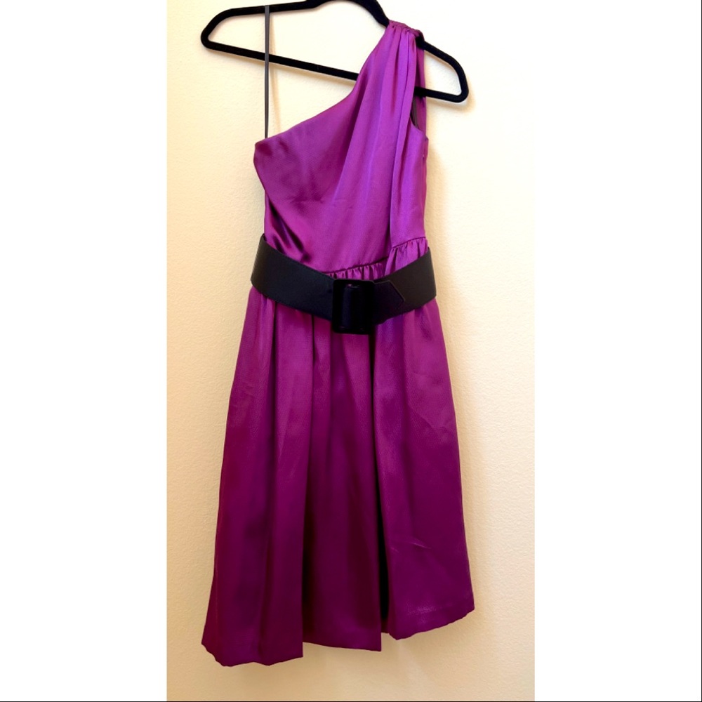 One shoulder Dress with satin belt